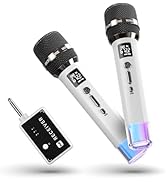 Wireless Microphones, Microphone with One-to-One Chip Connection and LED Lights, 40H Duration, 20...
