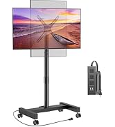 Perlegear Rolling TV Stand with Power Outlet, Tilt &amp; Rotation TV Cart - Ideal for 26-50 Inch TVs ...