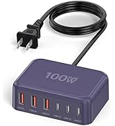USB C Charger Block, 100W GaN 6 Port PD USB C and QC USB A Wall Charger Adapter Plug Cube, Super ...