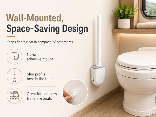 RV Toilet Brush and Holder, Wall Mounted