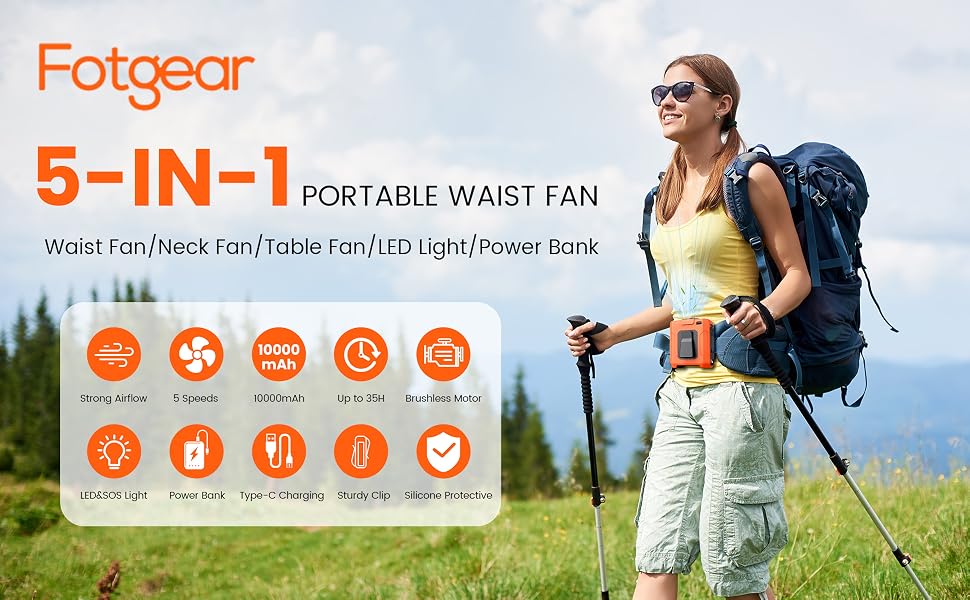 5-in-1 portable waist fan