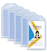 Teskyer Heave Duty Clear Plastic ID Badge Holder, Silicone Made Extra Thick Name Tag ID Card Hold...