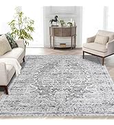 KUTA Vintage Area Rug 5x7 Grey, Washable Rugs for Living Room Ultra Soft Non-Slip Bedroom Rug Pri...