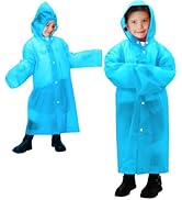 ANYOO Kids Rain Poncho with Hood Lightweight Emergency Raincoat Reusable Boys and Girls Rain Jack...