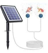PChero Solar Pond Aerator, 2W &amp; 2200mAh Solar Aquarium Air Pump with 2 Air Stone, 2 Modes Bubbler...