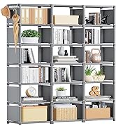 Mavivegue Book Shelf, 18 Cube Storage Organizer, DIY Bookcase, Metal Cube Bookshelf,Tall Book cas...