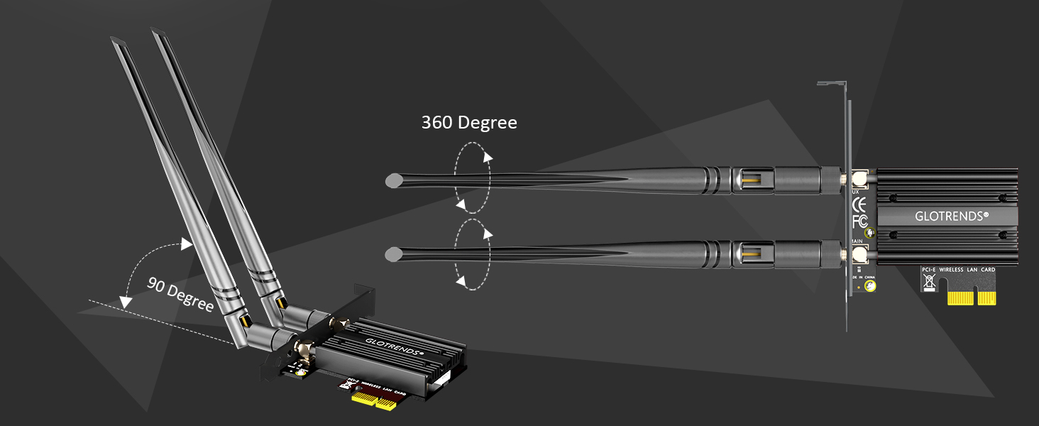 GLOTRENDS BE6500 WiFi 7 PCIe Card for AMD/Intel Desktop PC