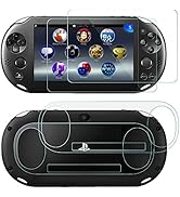 AFUNTA Screen Protectors Compatible Sony PlayStation Vita 2000 with Back Covers, 2 Pack (4 Pcs) T...