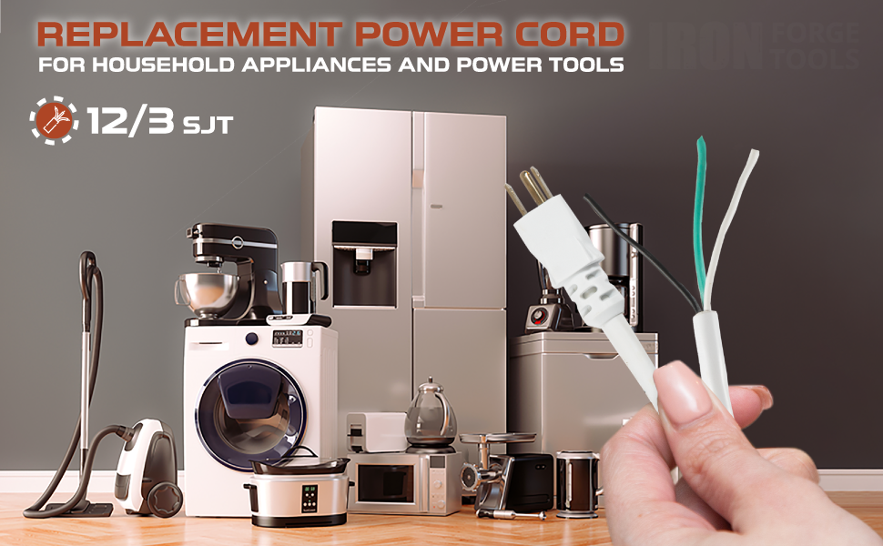 10 feet white replacement power cord