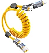 Vexipia 4-in-1 Coiled USB C Cable for Car [240W Fast Charging] USB C to Lightning Cable [CarPlay&...