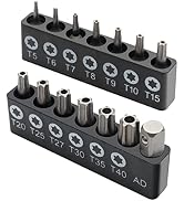 ROTATION 14-Piece Tamper Resistant Star Bits, Chrome Vanadium Steel, T5 - T40 Impact Grade Securi...
