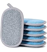 Dual-Sided Multi-Purpose Scrub Sponges, Non-Scratch Dishwashing Sponges for Kitchen, Reusable Mic...