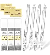 deli Mechanical Pencil Set, 0.5mm 4 PCS Drafting Mechanical Pencils with 300 HB Leads &amp; 3 Erasers...