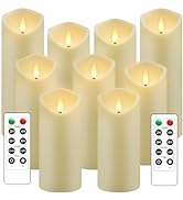 kakoya Flickering Flameless Candles, Battery Operated Acrylic LED Pillar Candles with Remote Cont...