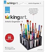 KINGART 96 Hole Plastic Pencil &amp; Brush Holder, Desk Stand Organizer Holding Rack for Pens, Paint ...