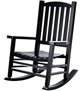 Hupmad Wooden Rocking Chair Rocker Outdoor Oversized Porch Rocker Chair,Patio Wooden Rocker with ...