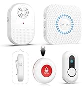 CallToU Wireless Caregiver Pager Call Button for Hard of Hearing Waterproof 500+ FT Nurse Alert S...