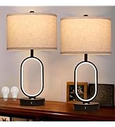 NITOWOLF Bedroom Lamps Set of 2, Built-in Dimmable Touch Night Light Bedside Lamps Modern Table L...