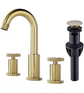 DIKUROOMS Brass Bathroom Faucet 2 Handle 8 Inch Widespread Vanity Sink Faucet with Solid Metal Kn...