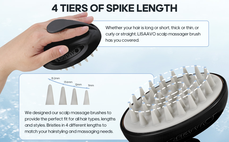 4 Tiers of Bristle Length, Designed For Women &amp; Men, Massage All Hair Types &amp; Lengths