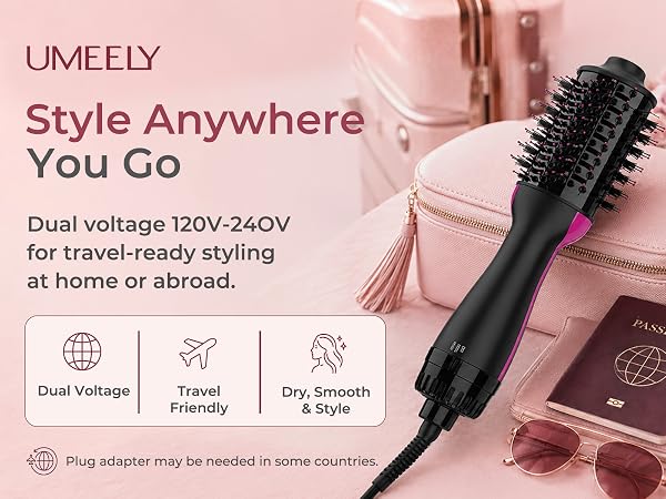 dual voltage hair dryer brush