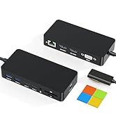 Microsoft Surface Dock, 12-in-1 Triple Displays Dual HDMI+VGA Surface Dock, Surface Docking Stati...