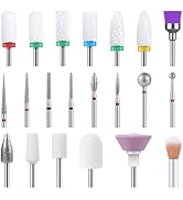 MelodySusie 21pcs Nail Drill Bit Set, Professional 3/32'' Ceramic Diamond Carbide Acrylic Gel Nai...