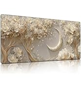 Golden Accent Moon Tree Relief Mouse Pad, Whimsical 3D Floral Moon Art Mousepad - Large Non-Slip ...