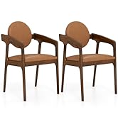 Giantex Wooden Dining Chairs Set of 2, PU Leather Upholstered Dining Room Chairs w/Armrests,Rubbe...