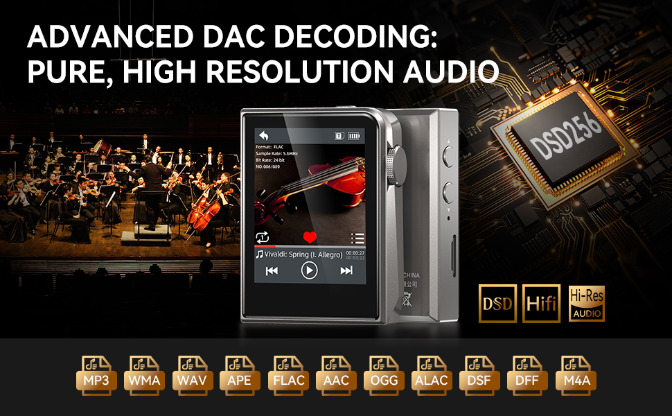 OTG Digital Audio Player with Equalizer HiFi MP3 Music Player Music Player Commuting Running Fitness