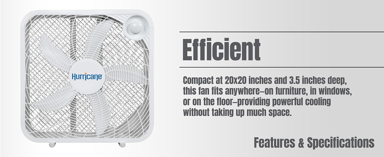 Hurricane 20 Inch Classic Series Floor Box Fan with 3 Efficient Speed Settings