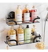 LEVERLOC 2 Pack Shower Caddy Suction Cup, Shower Shelves for Inside, Rustproof Metal Bathroom Sto...