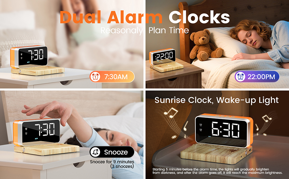 night lights for adults,bluetooth alarm clock for bedroom,alarm clock phone charger