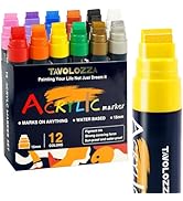 Tavolozza Fine Arts 12 Colors Jumbo Markers, 15mm Felt Tip Jumbo Poster Markers Set, Acrylic Pain...