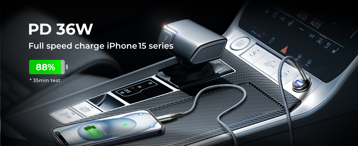 usb c car charger adapter usbc car charger fast charge charging iPhone 15 Pro max plus