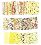 50 Pcs Yellow 4" x 4" Cotton Craft Fabric Vintage Cotton Fabric Bundle Printed Floral Patchwork P...