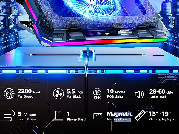 turbo fan powerful laptop cooling pad gaming computer stand