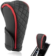 MOXRUQ Leather Car Gear Shift Knob Cover, Anti-Slip Breathable Shifter Stick Protector, Universal...