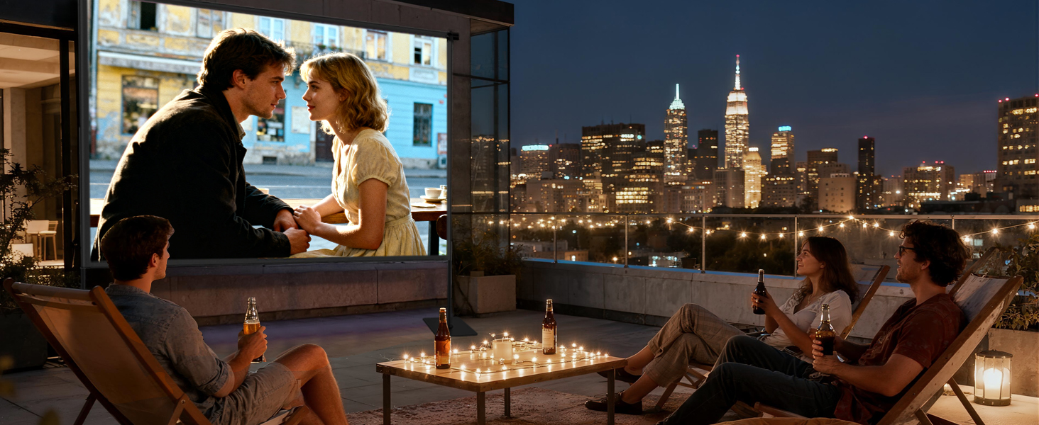 120 inch Outdoor Projector Screen with Stand for Home Theater and Backyard Movie Night