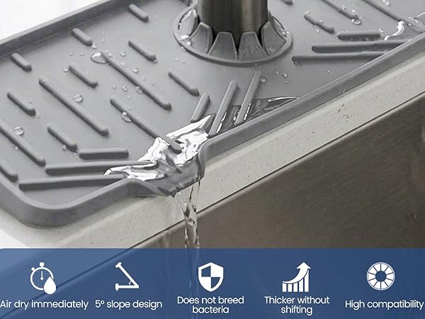 Silicone Faucet Mat Drip Catcher Drying Tray Mat Dish Kitchen Accessories Sink Splash Guard