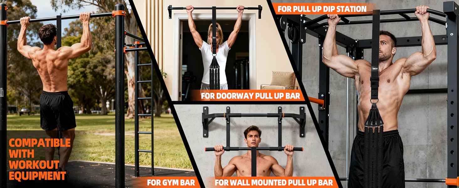 Easily adapts to all pull-up bars and fitness equipment