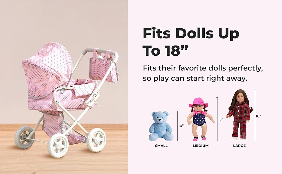 Doll stroller fits up to 18