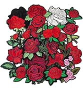 20pcs Rose Iron on Patches Flower Embroidery Patches Applique Valentines Patches for Clothes Hats...
