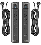 Power Strip 2-Pack, HITRENDS Surge Protector with 6 AC Outlets &amp; 3 USB Charging Ports, 5 Feet Hea...