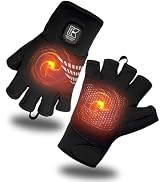 Kivdes Heated Gloves Fingerless for Women Man Rechargeable Electric Touchscreen Wearable Cold Win...