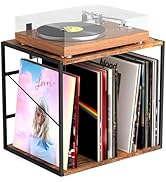 Vinyl Record Storage Holder for 80-100LPs, Vinyl Record Stand Wall Mount with Movable Divider, So...