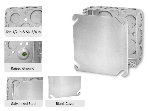 4x4 Electrical Junction Boxes with Blank Covers