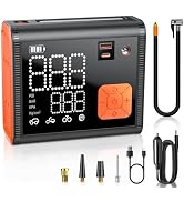 ZUZEE Tire Inflator Portable Air Compressor, 150 PSI Dual Cylinder 3X Faster Portable tire inflat...