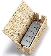 Delamu Cable Management Box, Handmade Flat Synthetic Rattan Cable Organizers, Desk Organizer Bask...