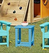 WestinTrends Malibu Kids Outdoor Patio Furniture HDPE Adirondack Square Side Table, Pacific Blue